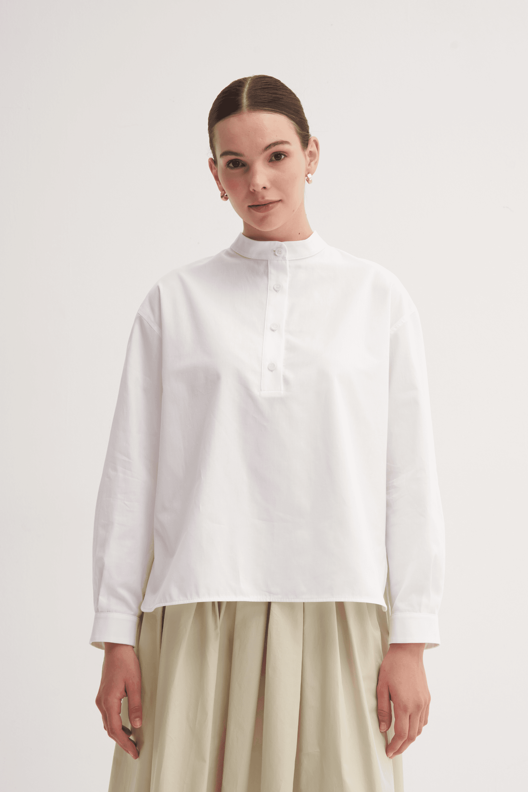 %100 Pamuk Oversize Bluz & Pileli Etek Takım