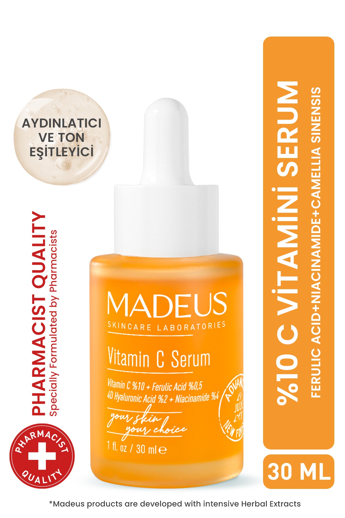  Aydınlatıcı ve Canlandırıcı %10 Sodium Ascorbyl Phosphate + % 0,5 Ferulic Acid Vitamin C Serum 30 ML