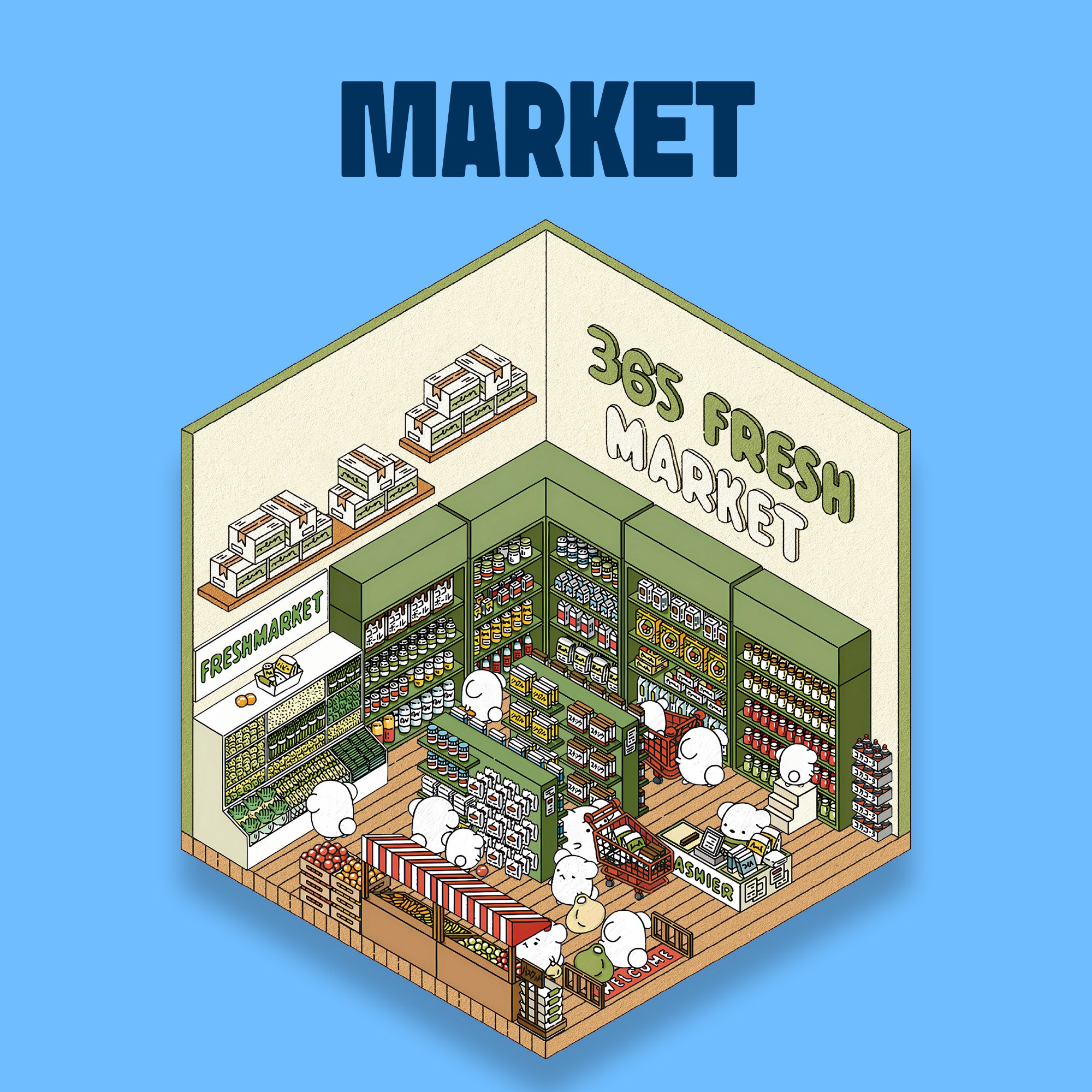 Market İzometrik sticker