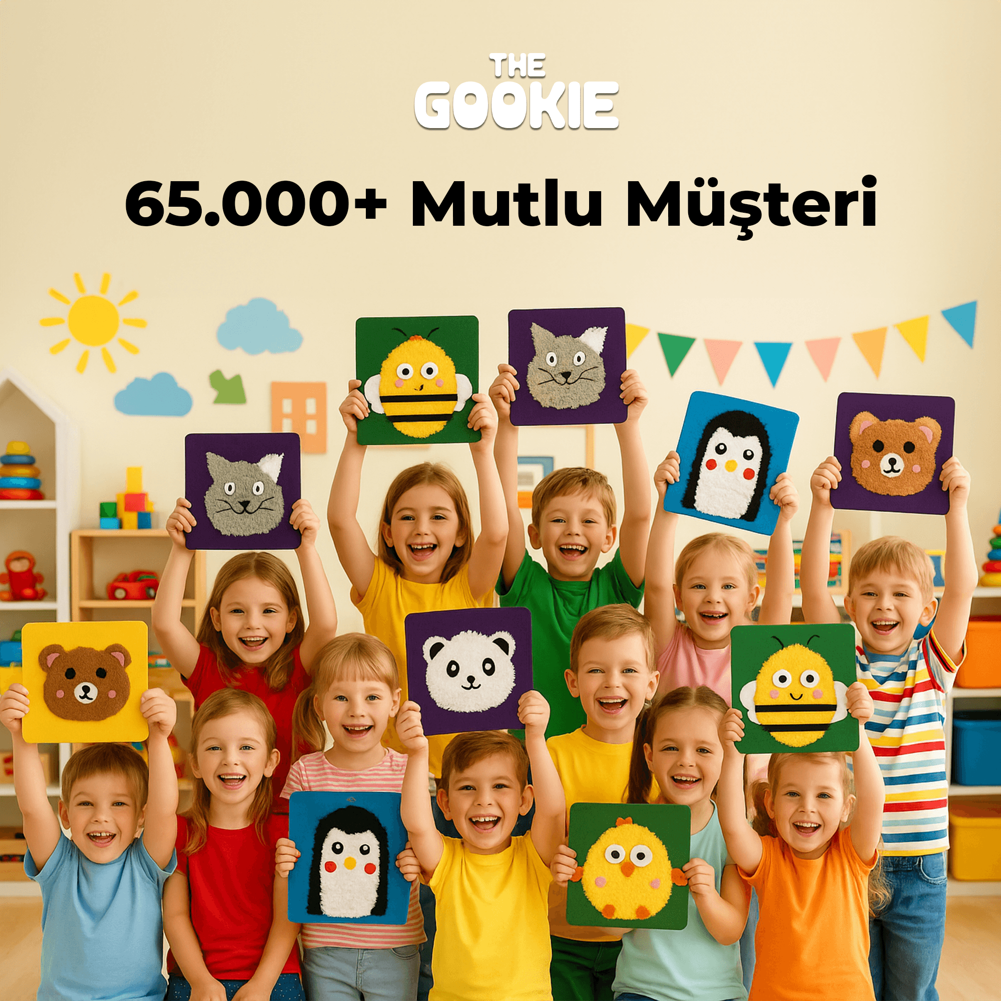 Çocuklar Için Kedi Penguen Keçe Örgü Seti