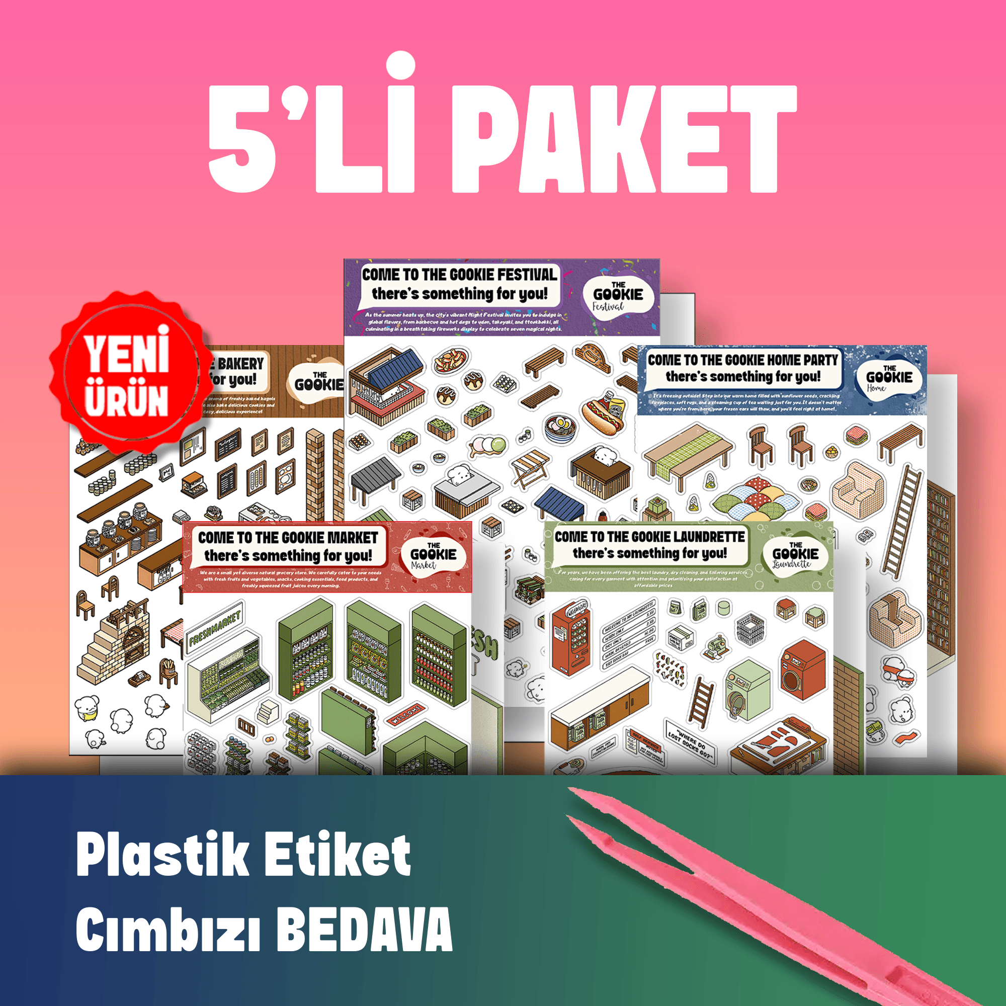 5'li Paket İzometrik Sticker