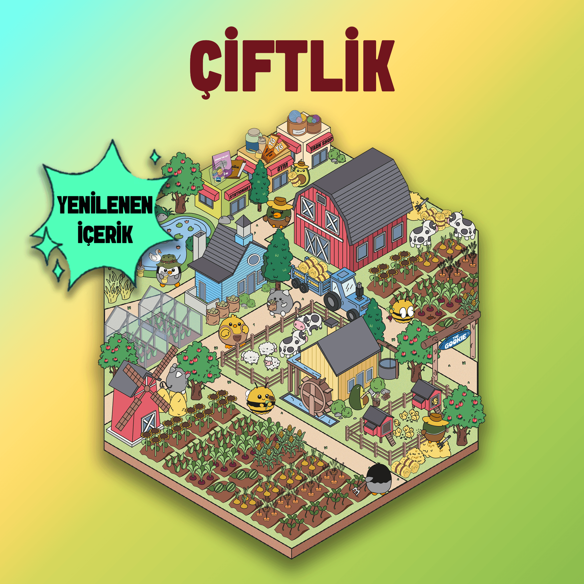 Çiftlik İzometrik Sticker