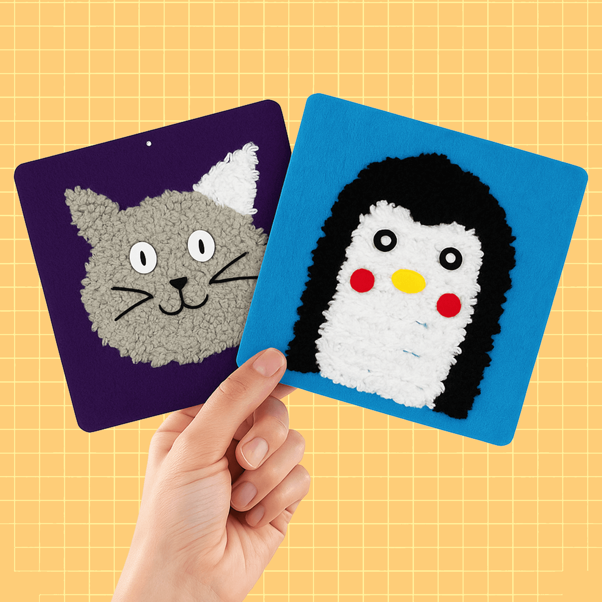 Çocuklar Için Kedi Penguen Keçe Örgü Seti