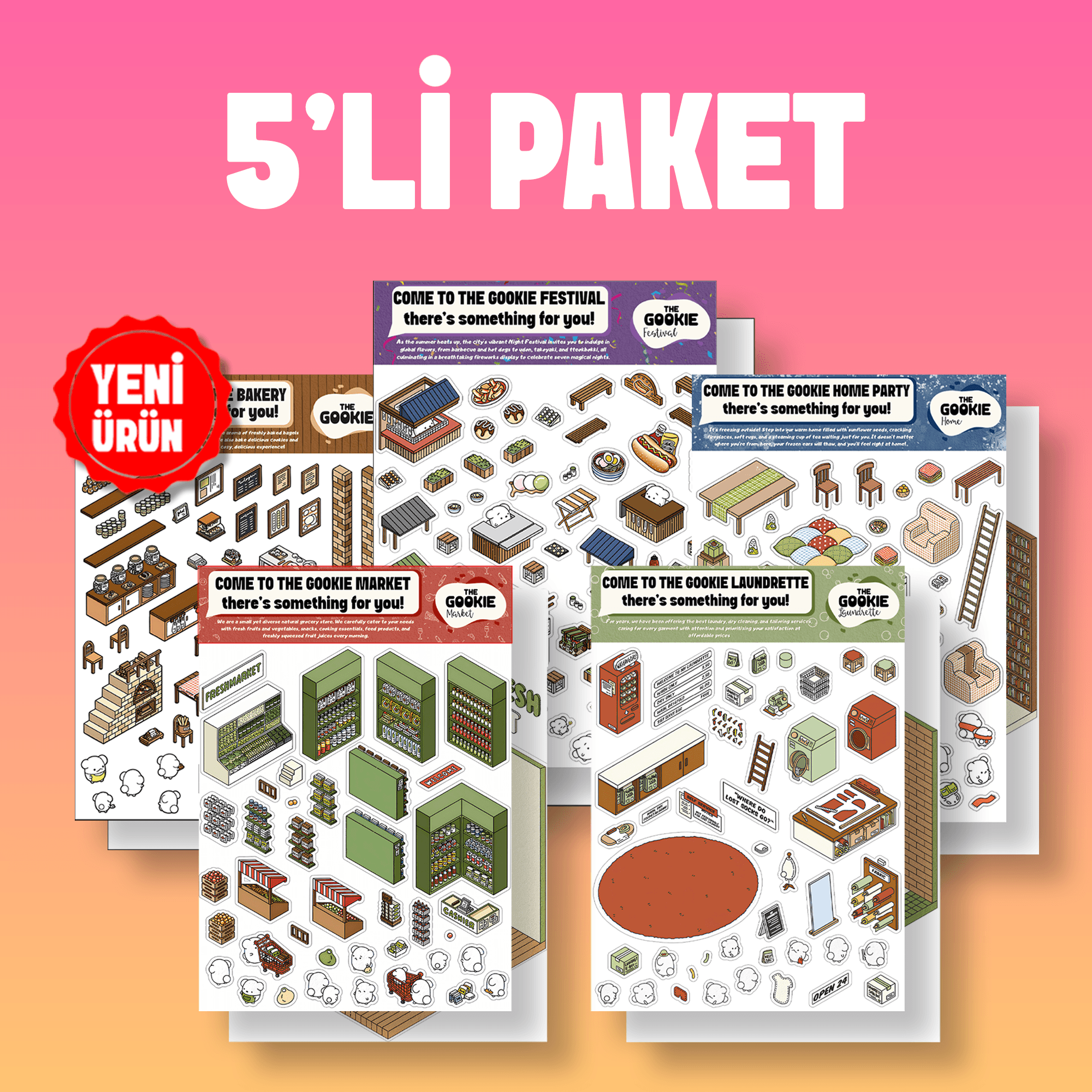 5'li Paket İzometrik Sticker