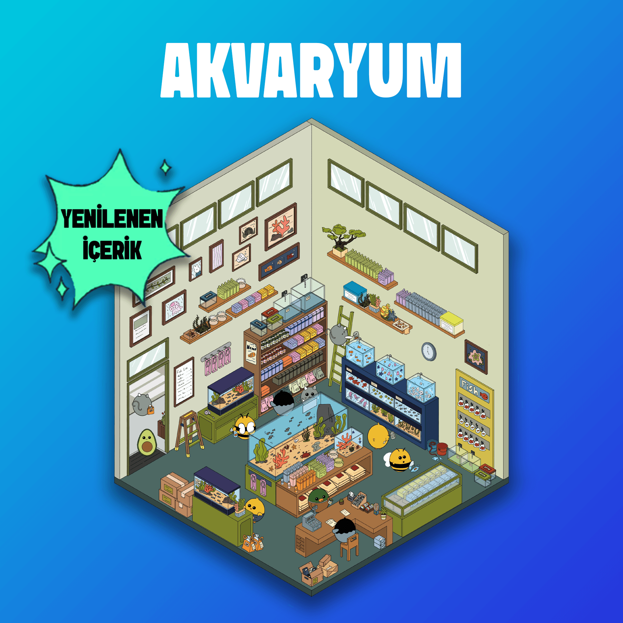 Akvaryum İzometrik Sticker