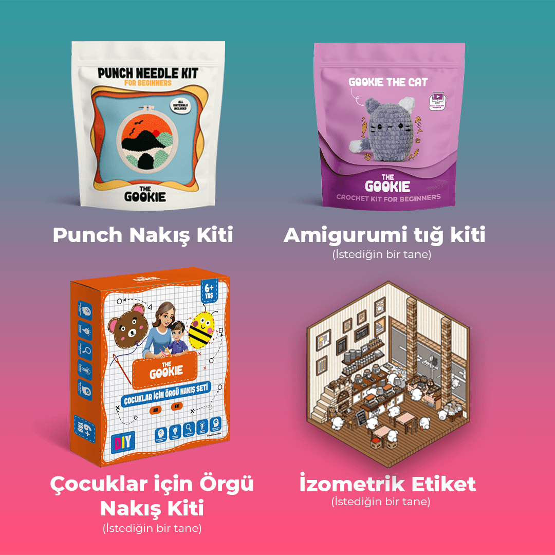 Hepsi Bir Arada Hobi Paketi, Amigurumi Örgü Seti, Punch Nakış Kiti, Sticker Ve Çocuklar İçin Örgü