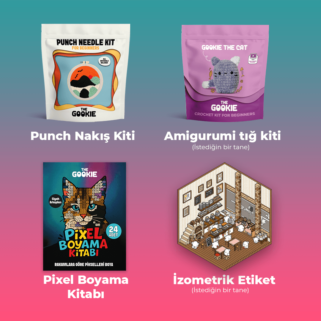 Hepsi Bir Arada Hobi Paketi, Amigurumi Örgü Seti, Punch Nakış Kiti, Sticker Ve Pixel Boyama Kitabı