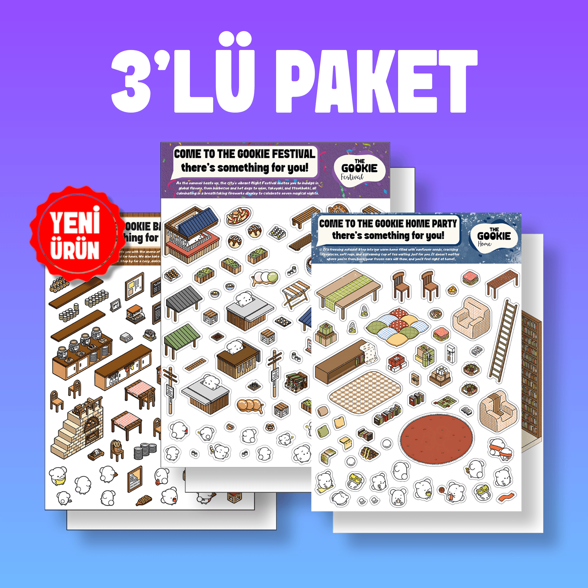 3'lü Paket İzometrik Sticker