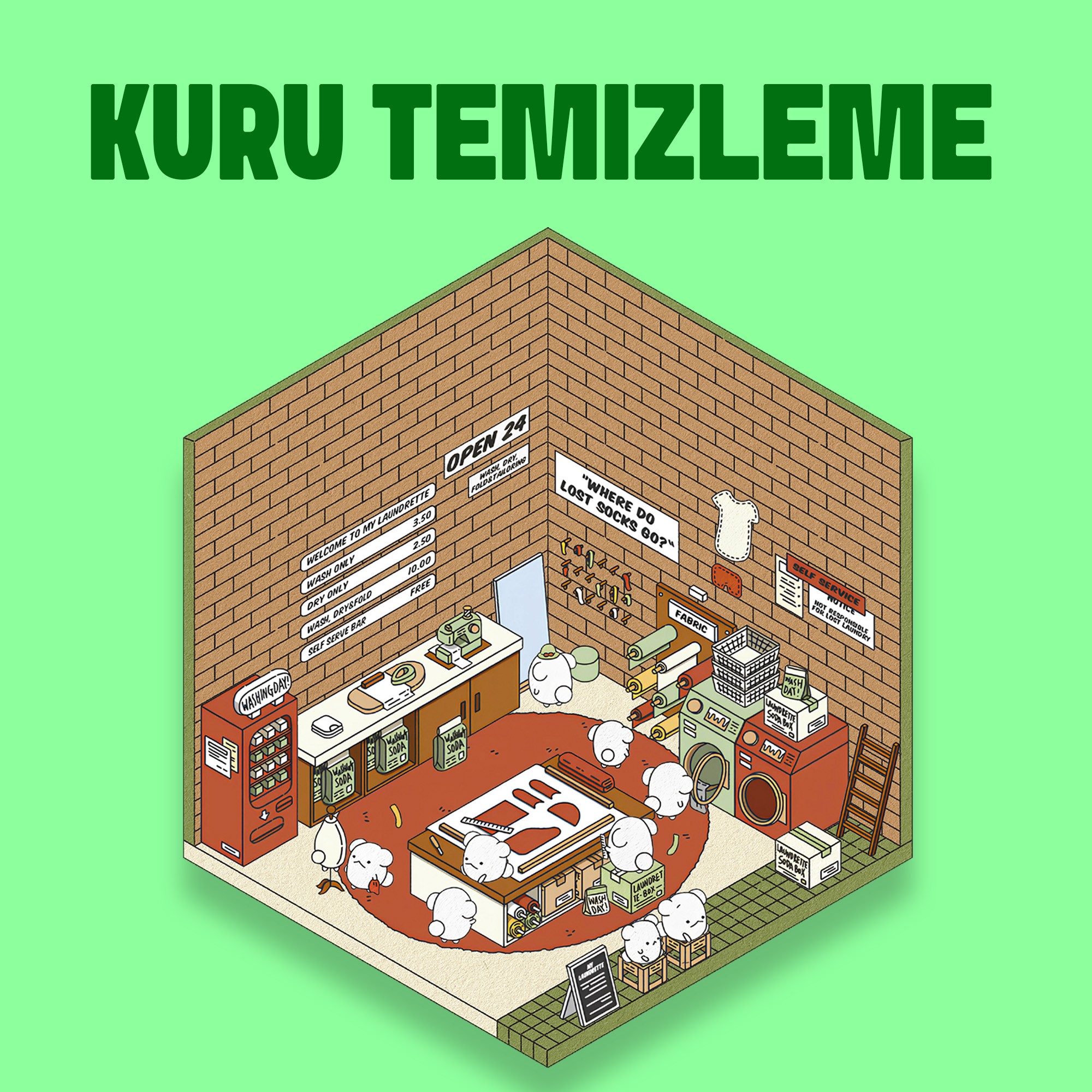 Kuru Temizleme İzometrik Sticker