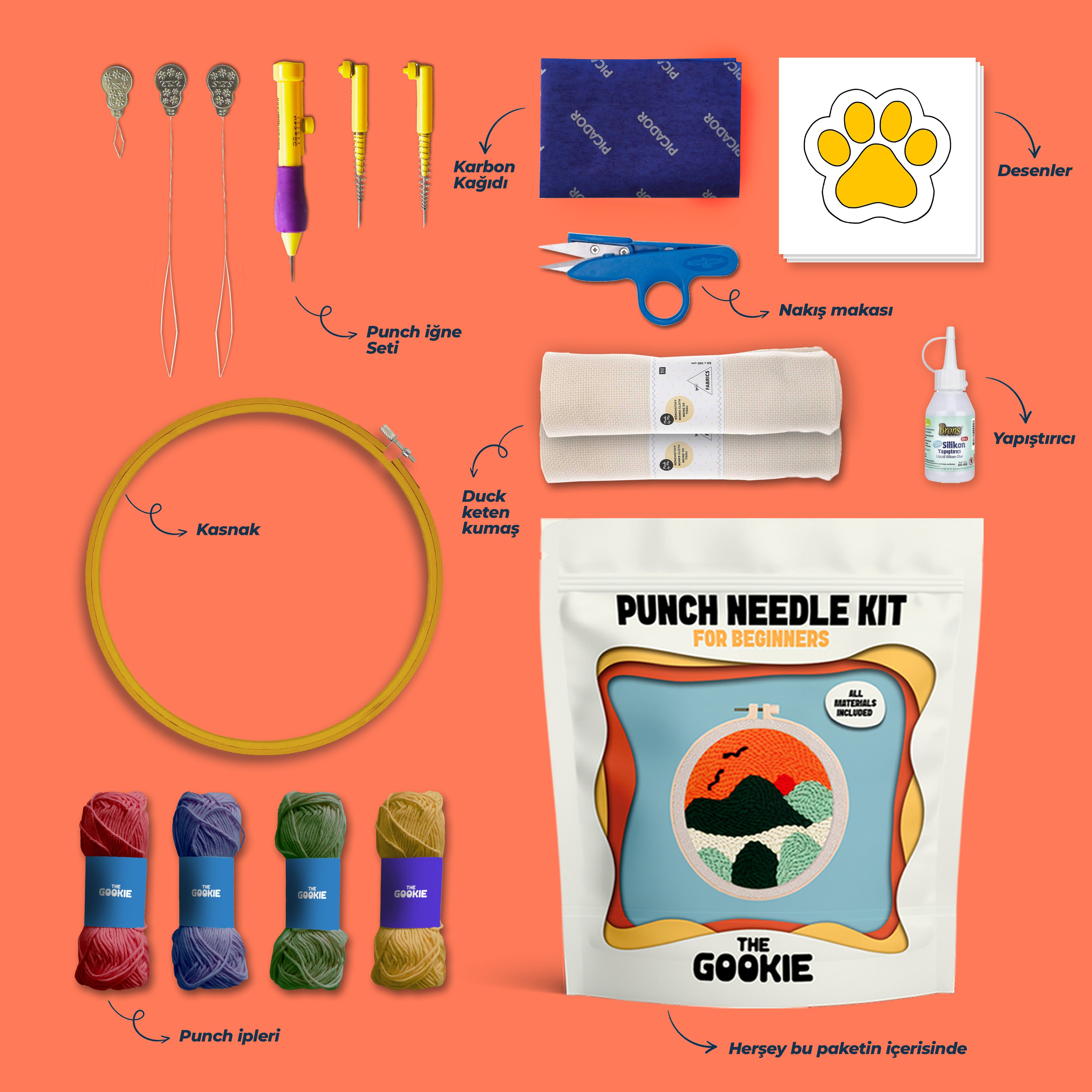 Punch Nakış Kiti + Amigurumi Örgü Kiti