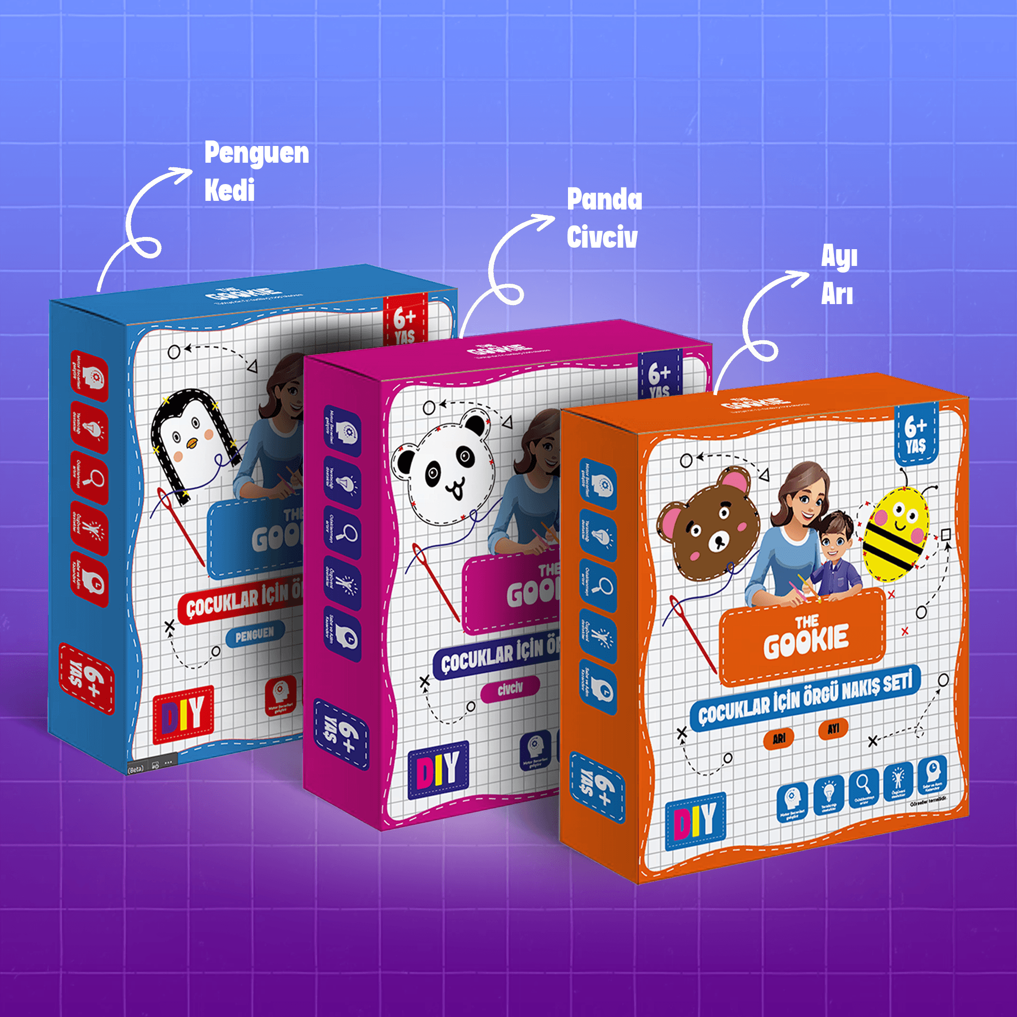 Hepsi Bir Arada Hobi Paketi, Amigurumi Örgü Seti, Punch Nakış Kiti, Sticker Ve Çocuklar İçin Örgü