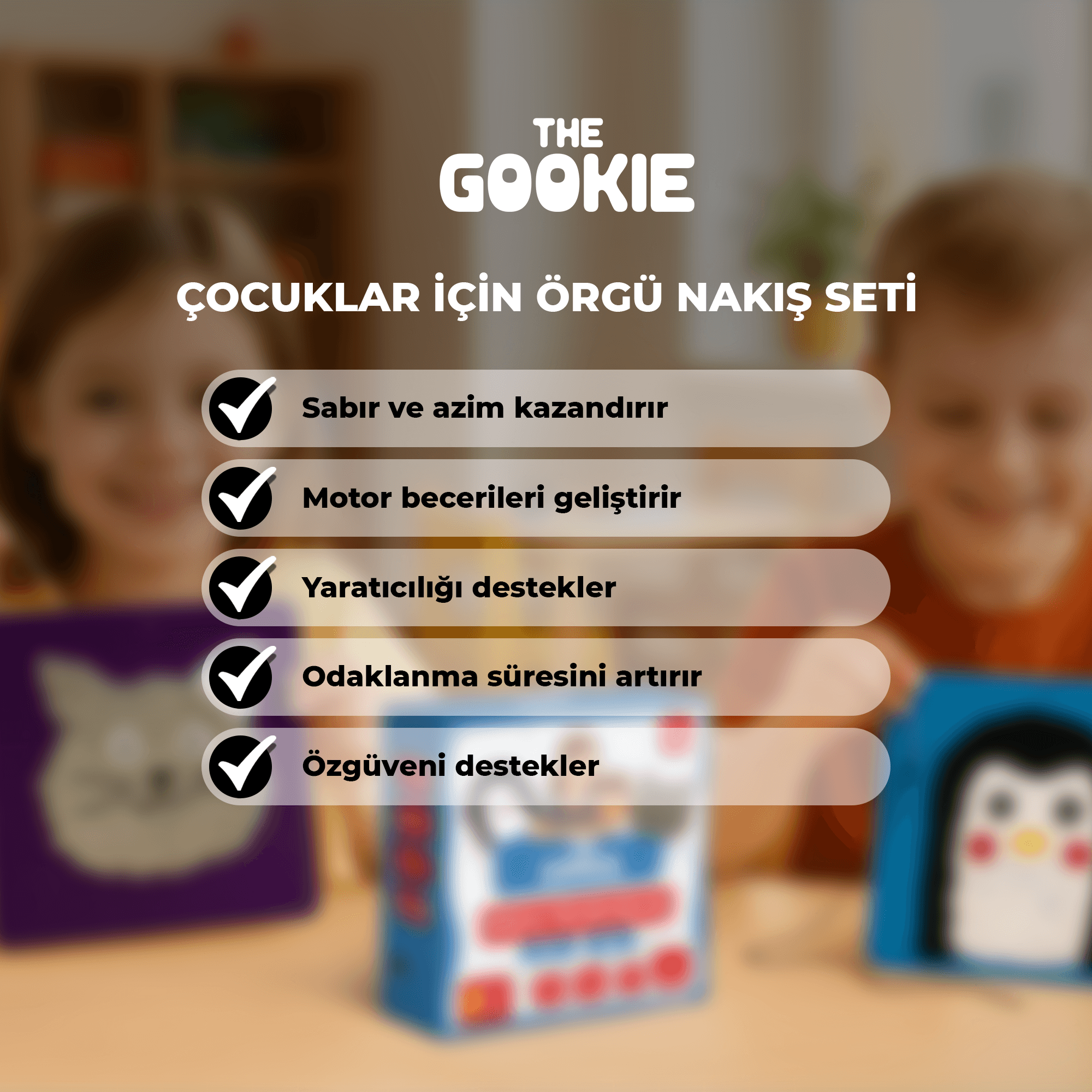 Çocuklar Için Kedi Penguen Keçe Örgü Seti