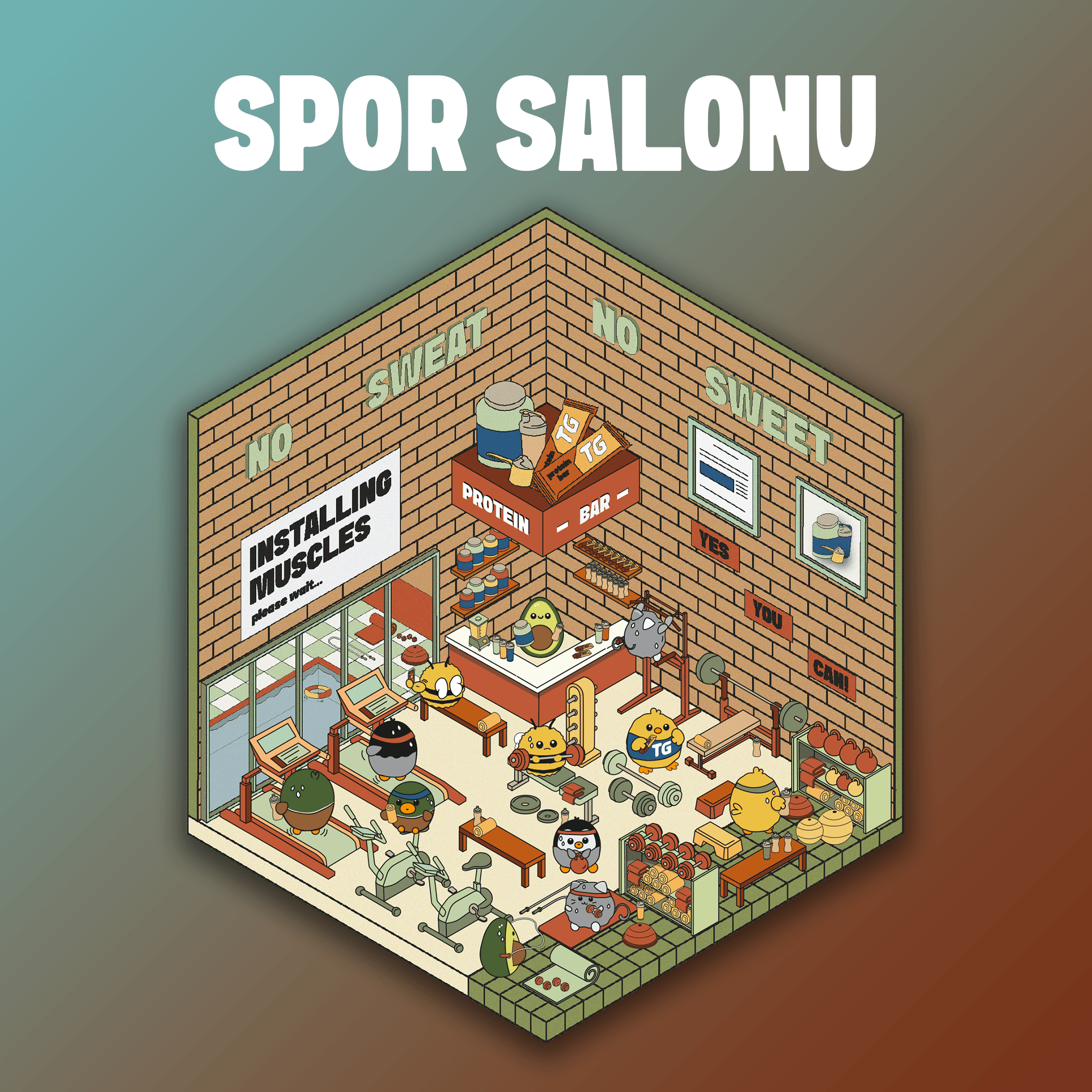 Spor Salonu İzometrik Sticker