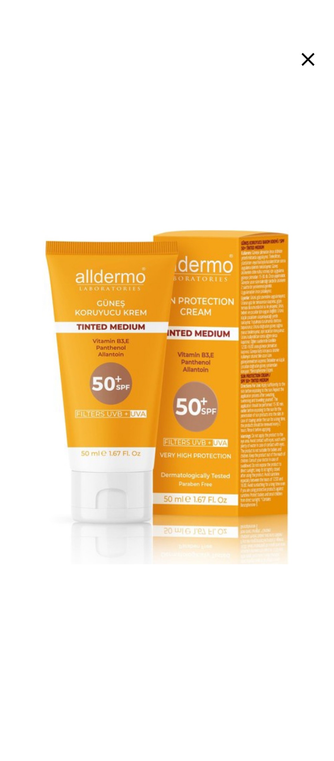 Alldermo Güneş Koruyucu Krem Tinded Medium Spf50