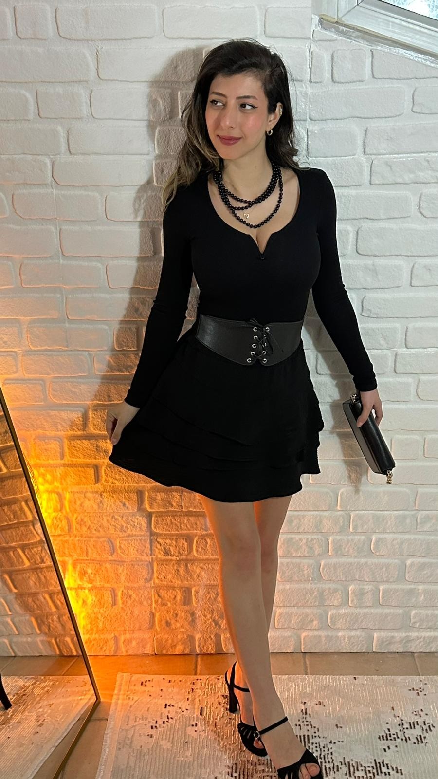 Kat Kat Volanlı Siyah Şort Etek