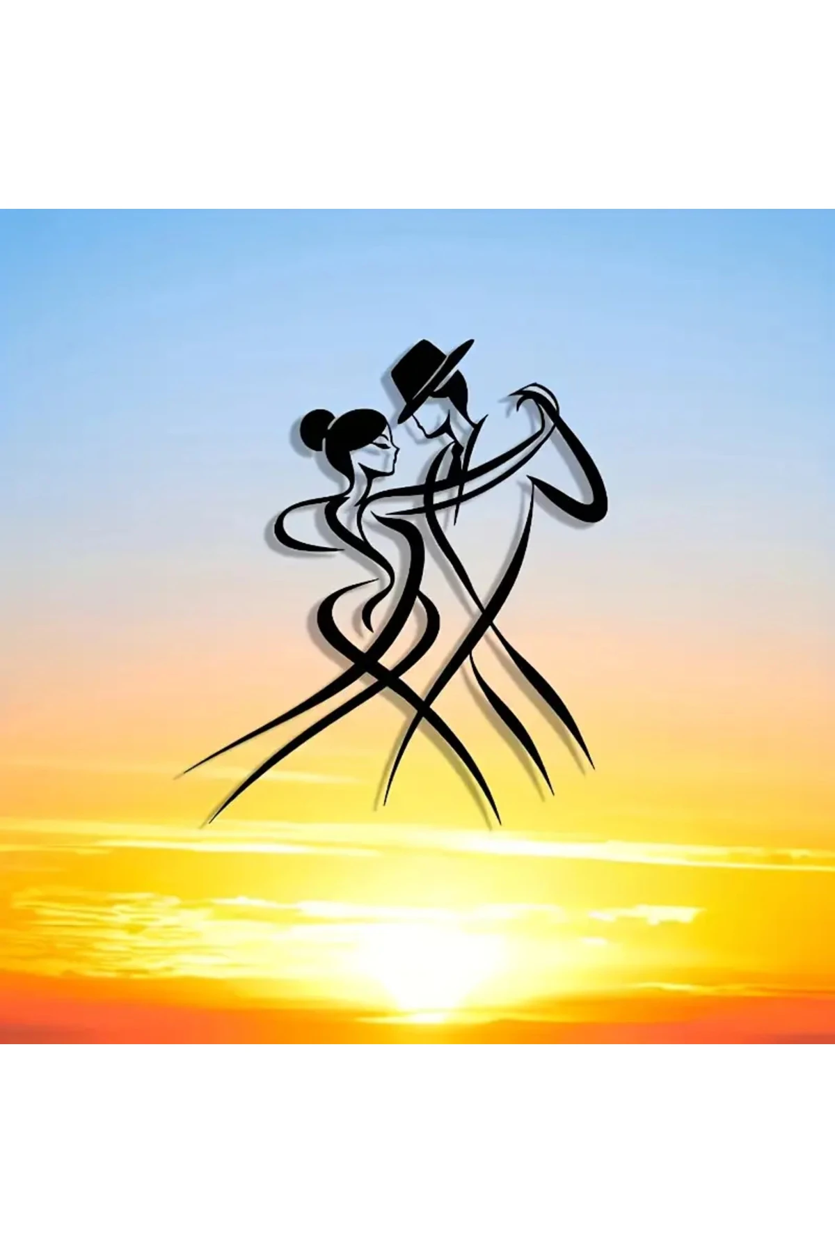 Şık Metal Duvar Sanatı - Klasik Siyah Siluet Dans Çifti