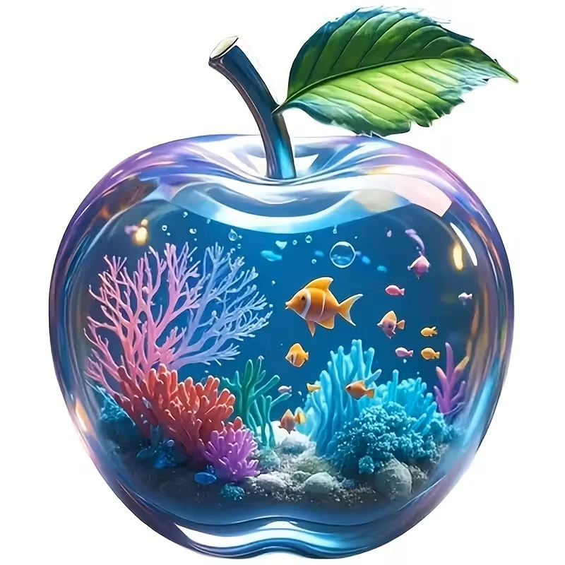 MORESUN 6 İnç Elma Su Altı Dünyası Vinil Çıkartması 