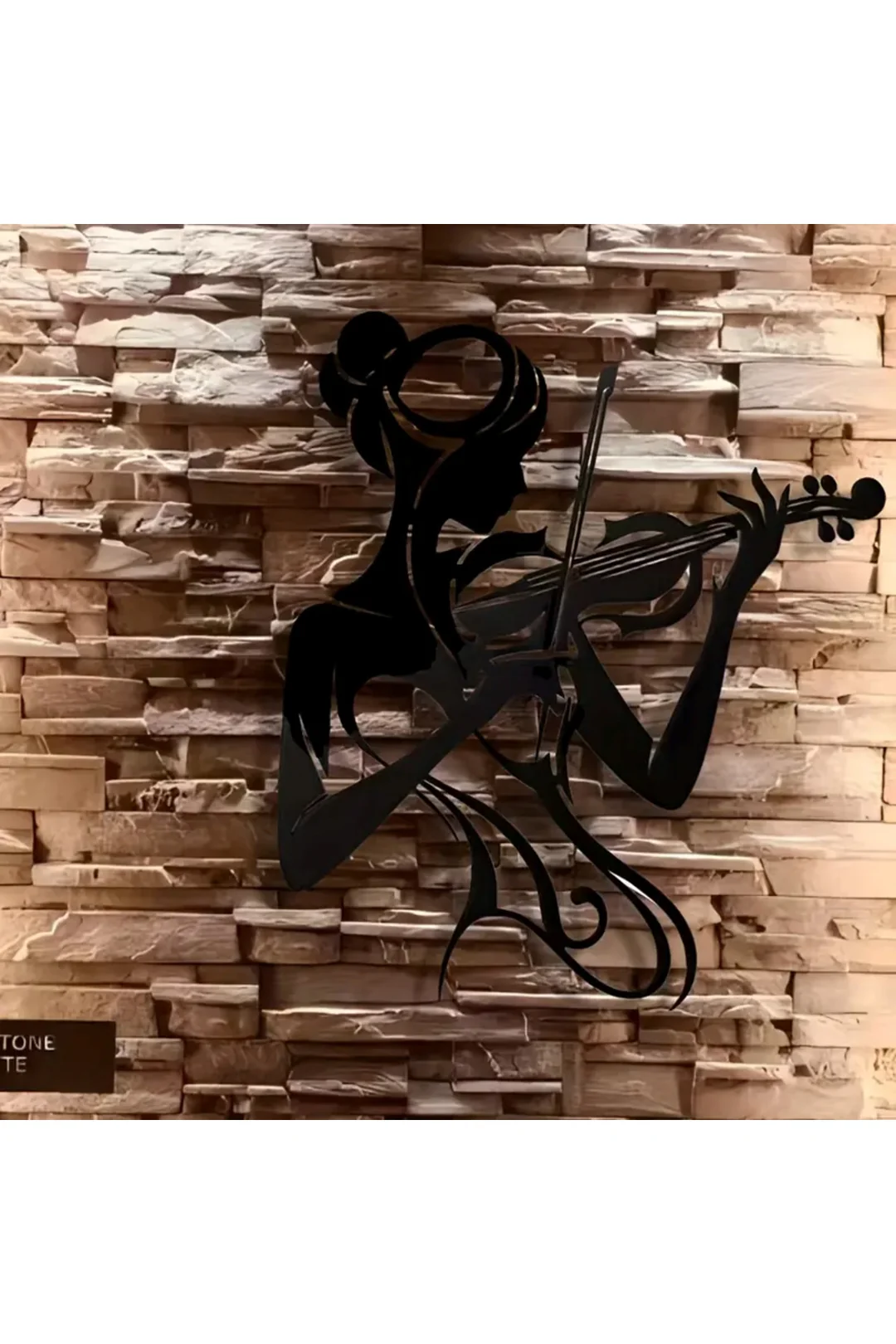Şık Keman Çalan Kız Metal Duvar Sanatı