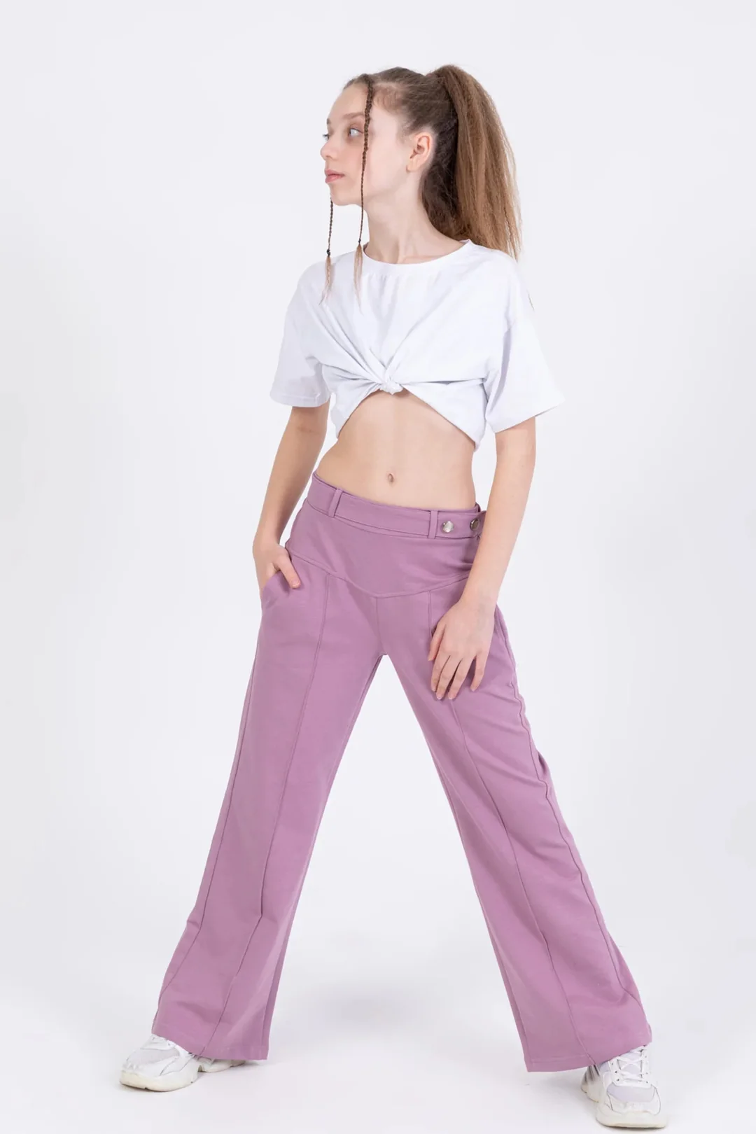 Kız Çocuk Düğme Detaylı Pantolon