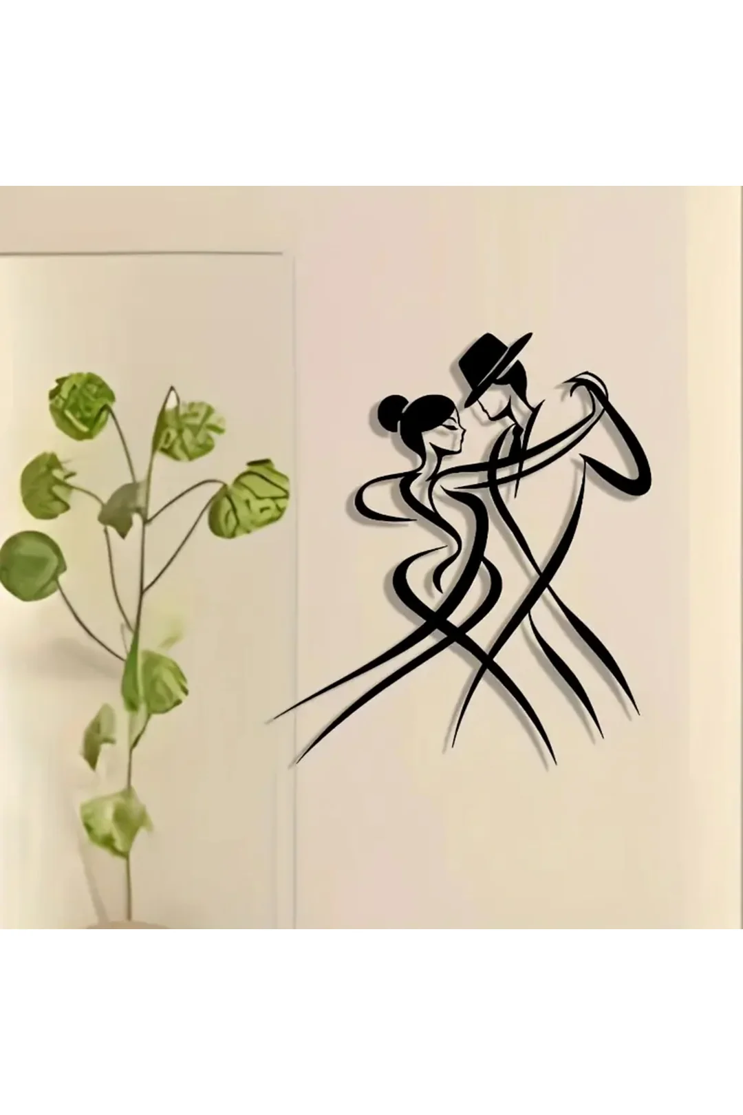 Şık Metal Duvar Sanatı - Klasik Siyah Siluet Dans Çifti