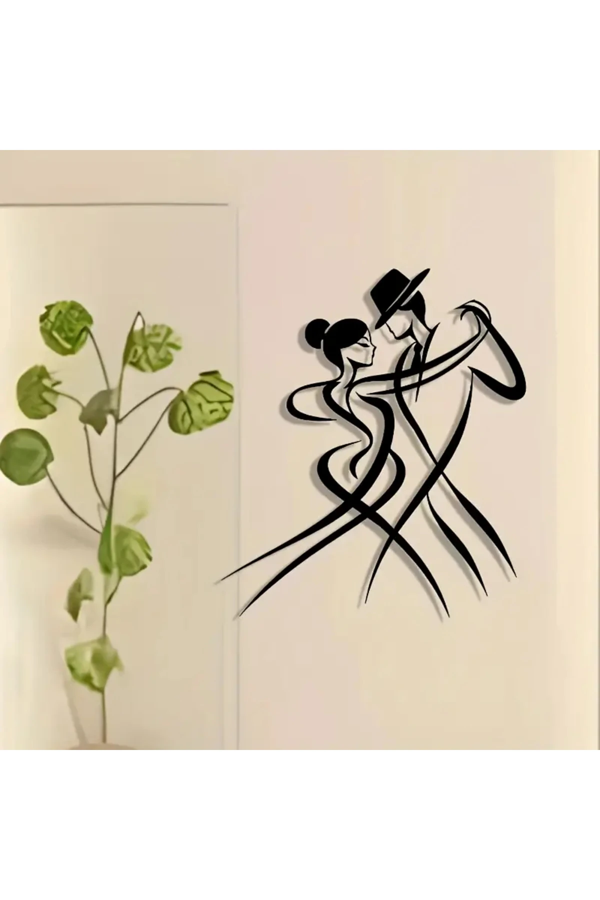 Şık Metal Duvar Sanatı - Klasik Siyah Siluet Dans Çifti