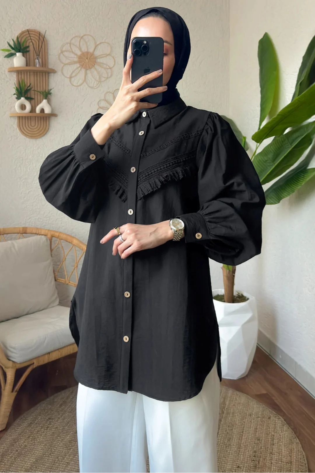 Dantel Detaylı Gömlek