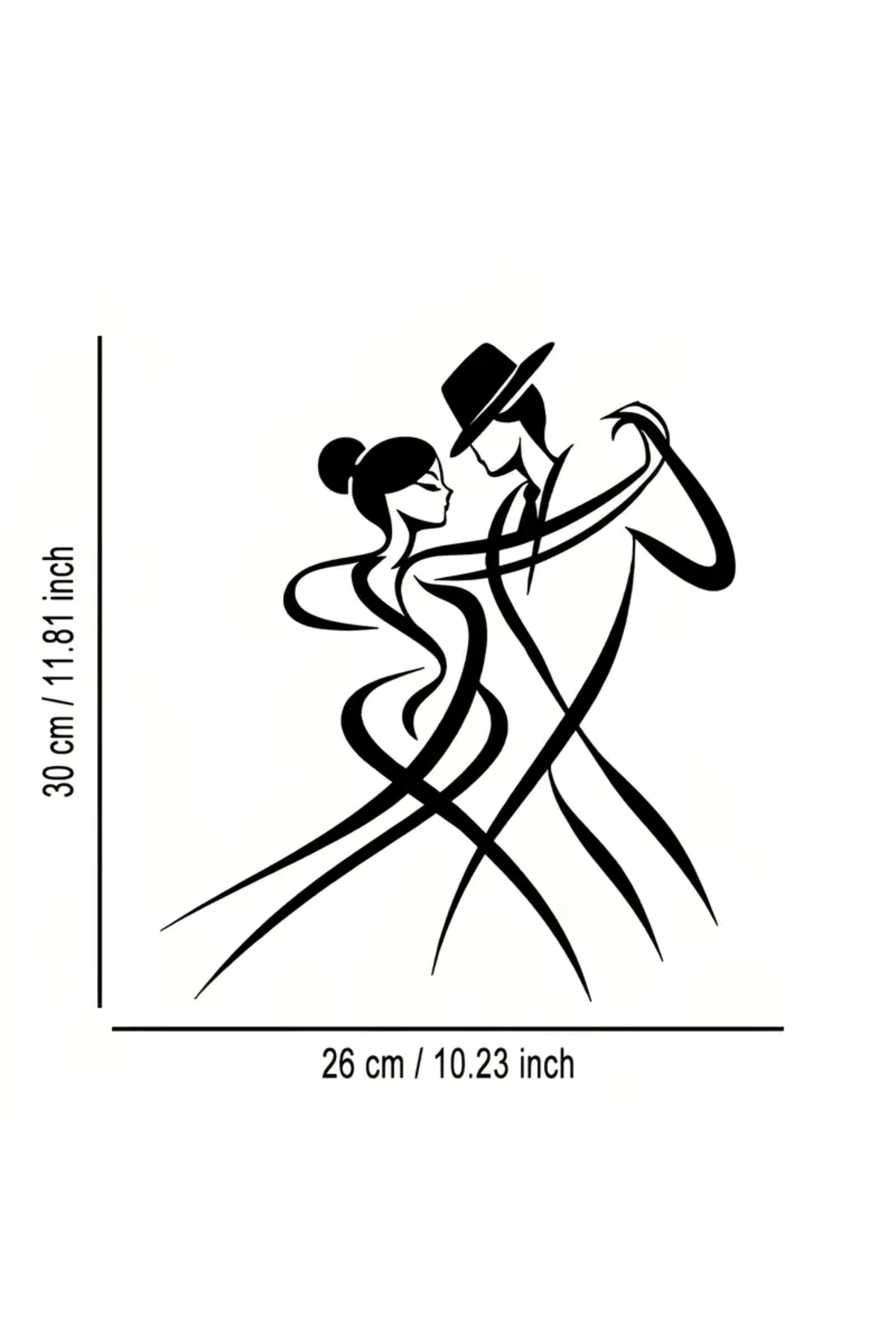 Şık Metal Duvar Sanatı - Klasik Siyah Siluet Dans Çifti