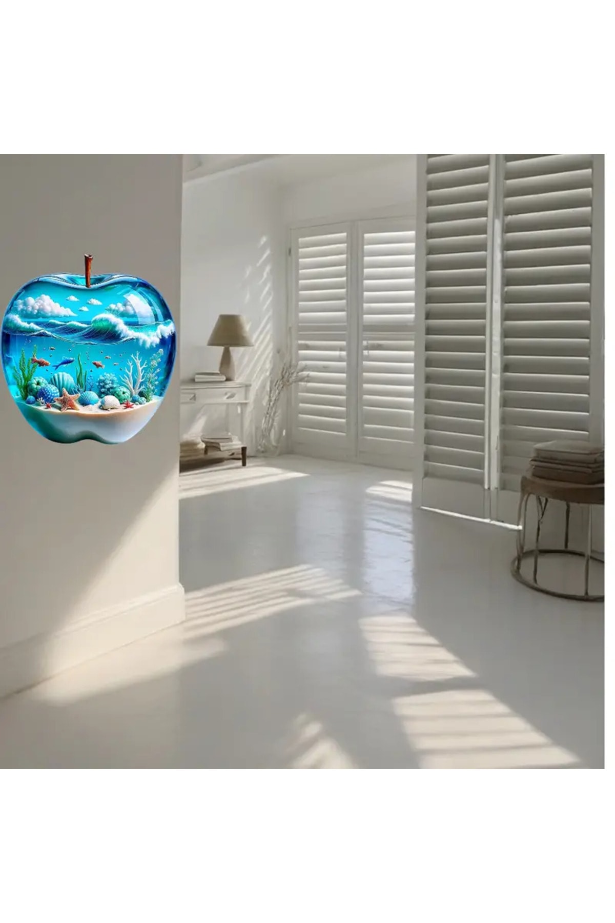 3D Elma Okyanus Duvar Çıkartması