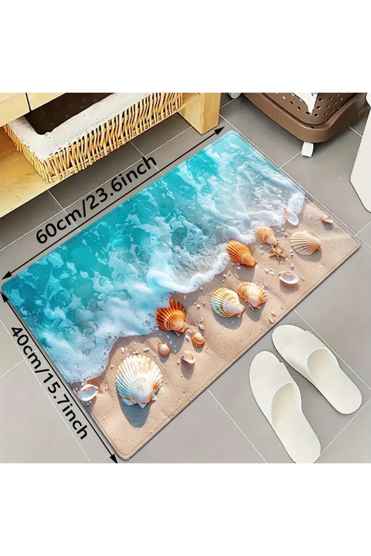 Deniz Temalı Uzun Mat, Dalga, Plaj ve Kabuk Desenleriyle, Mutfak, Banyo Girişi ve Çamaşır Odası