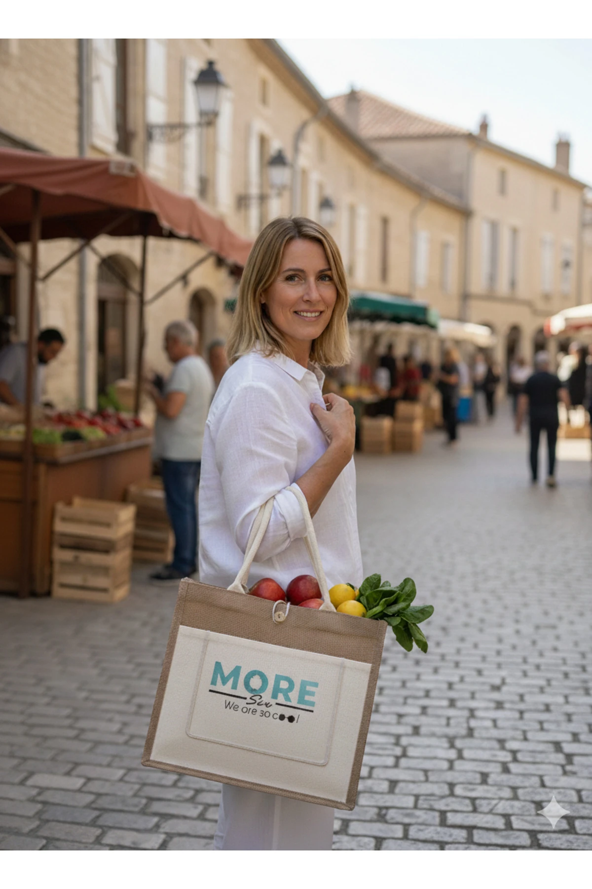 MORESUN Sertifikalı Organik Jüt Keten plaj alışveriş taşıma çantası