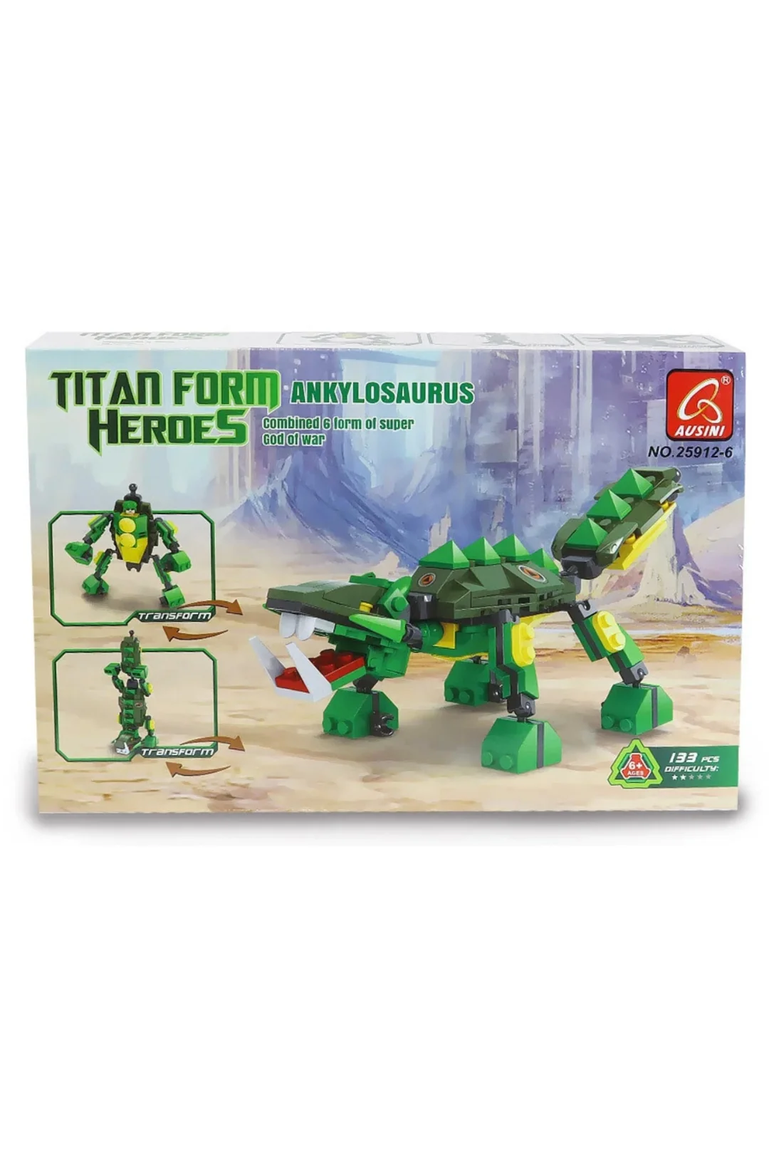Ausini Titan Form Heroes-6 Ankylosaurus 133 Parça Kız Çocuk Erkek Çocuk Oyuncak Eğitici Oyuncaklar
