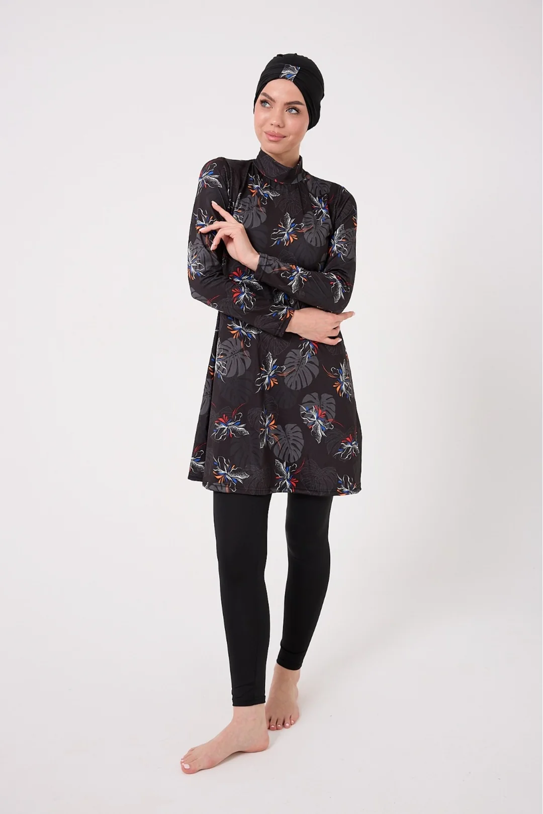 Uzun Kol Spor Tesettür Mayo – 3 Parça Hızlı Kuruyan Set