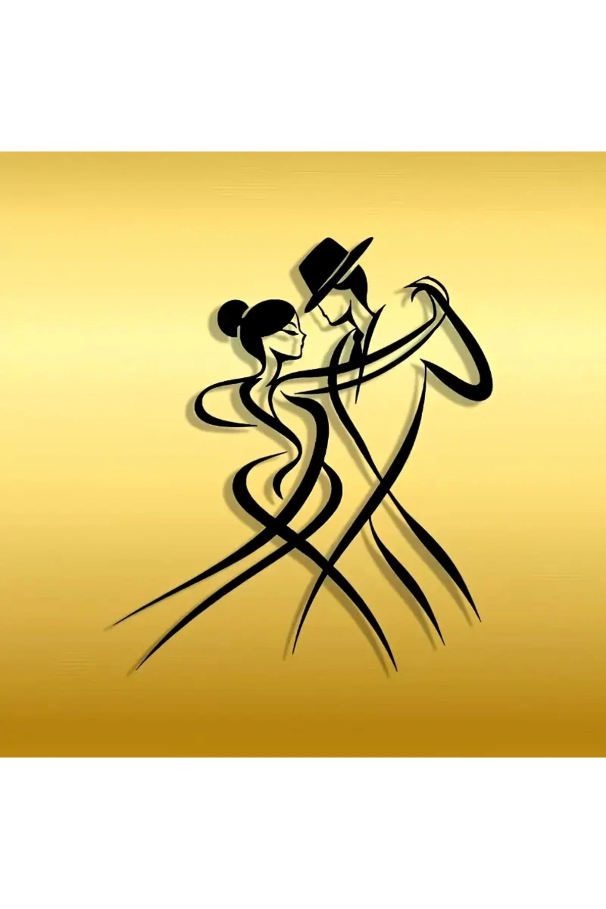 Şık Metal Duvar Sanatı - Klasik Siyah Siluet Dans Çifti