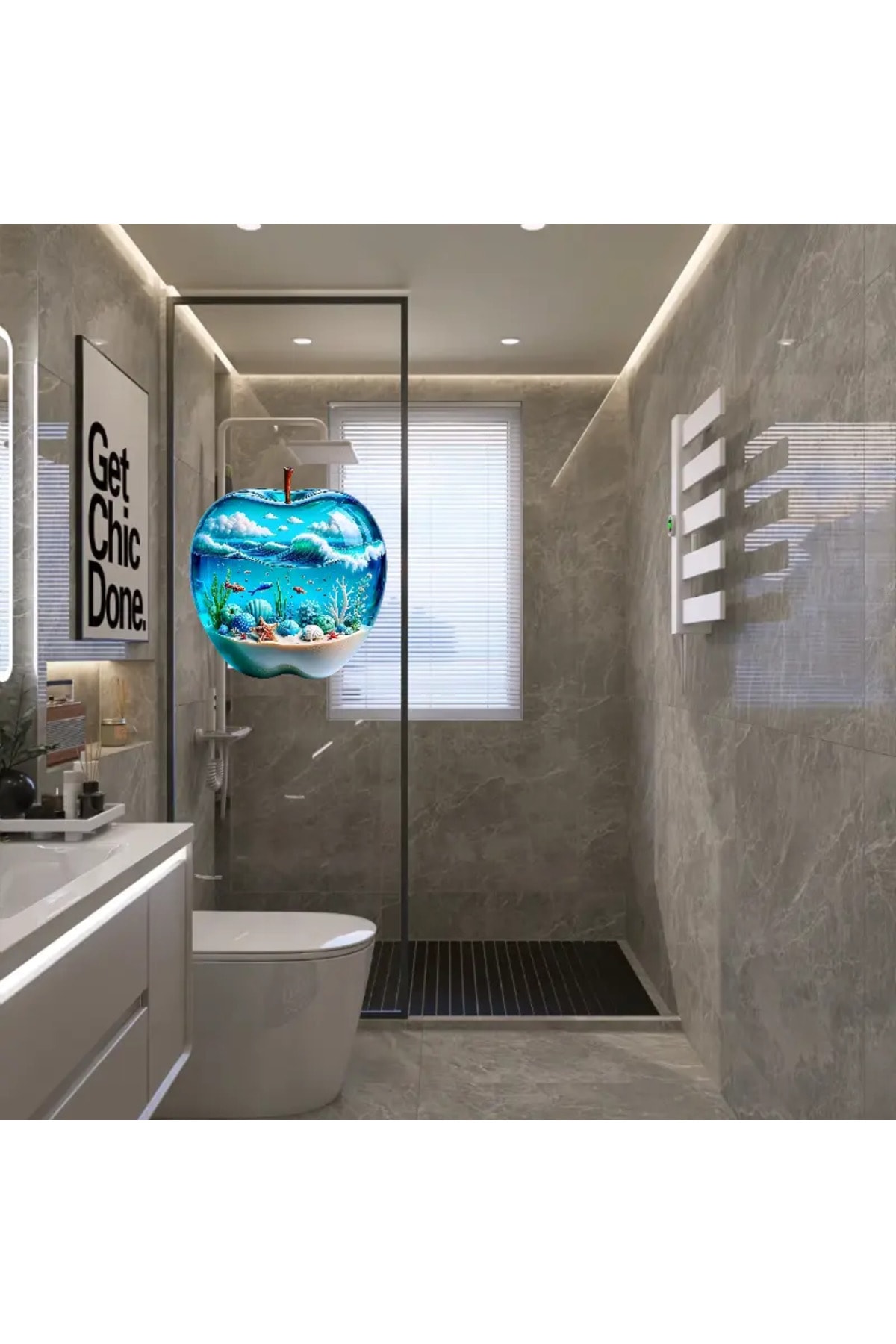 3D Elma Okyanus Duvar Çıkartması