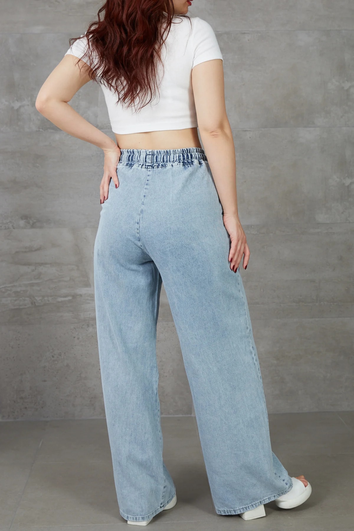 Kadın Beli Lastikli Kot Pantolon