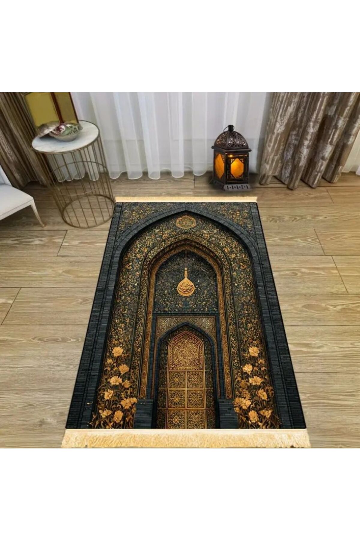 Lüks Kalın Püskül Duvarlık - Kaymaz Katlanabilir İslami Namaz Seccade