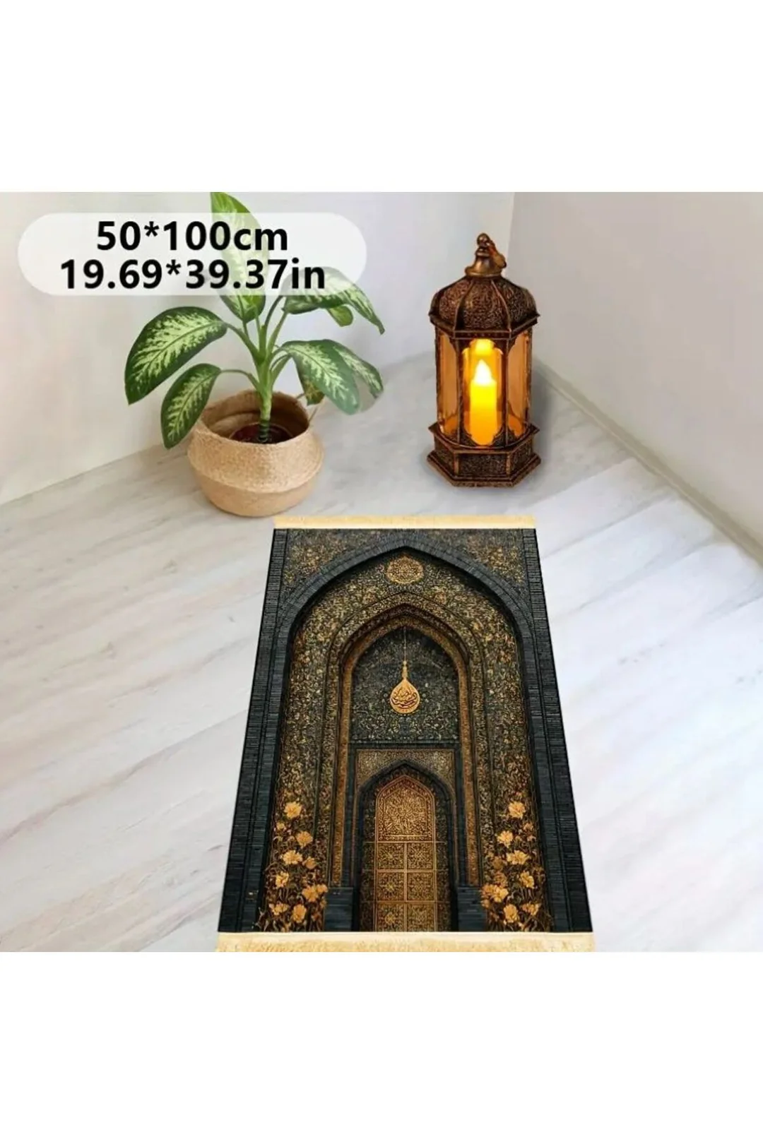 Lüks Kalın Püskül Duvarlık - Kaymaz Katlanabilir İslami Namaz Seccade