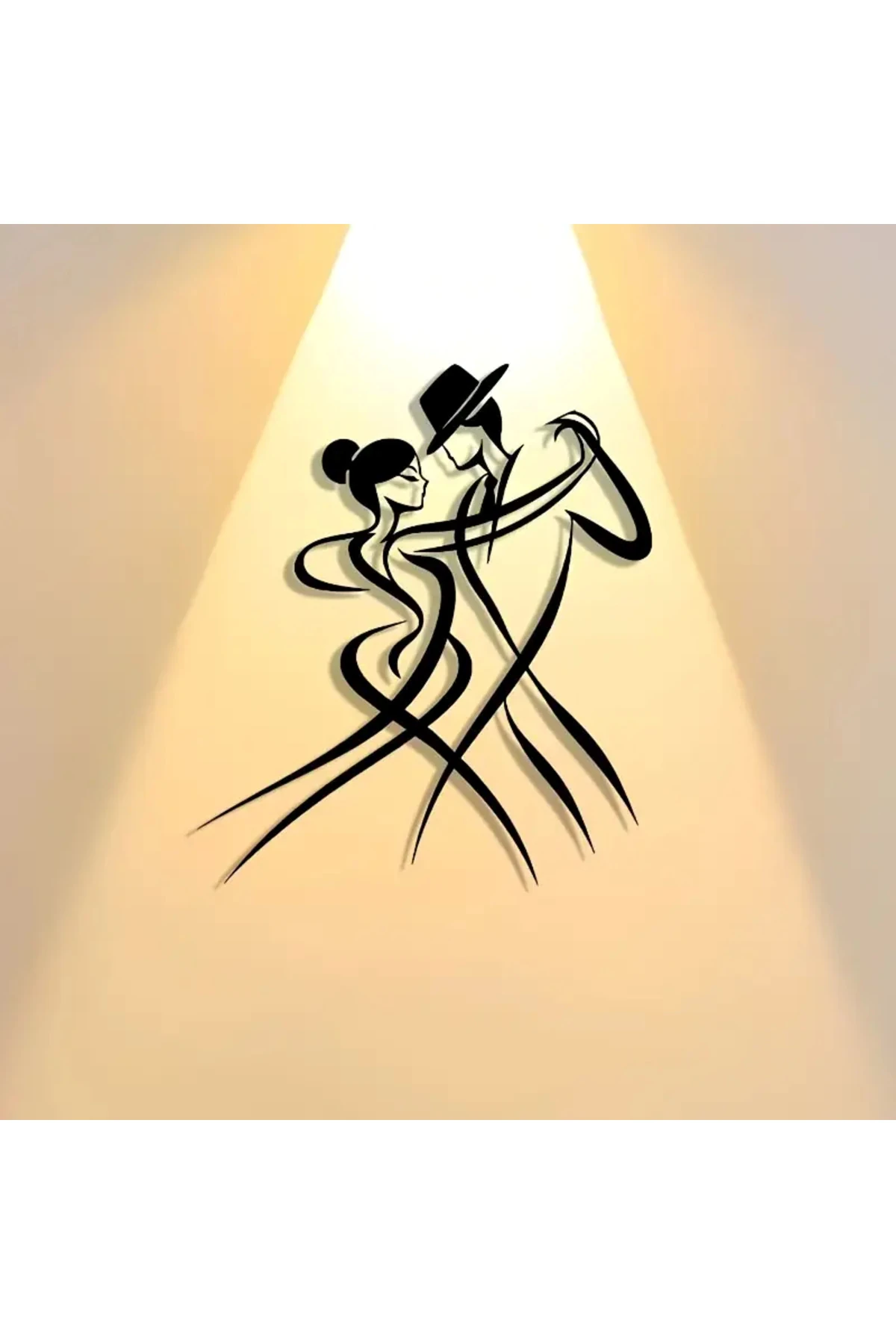 Şık Metal Duvar Sanatı - Klasik Siyah Siluet Dans Çifti