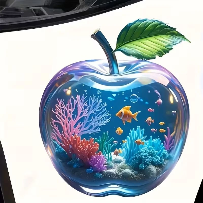 MORESUN 6 İnç Elma Su Altı Dünyası Vinil Çıkartması 