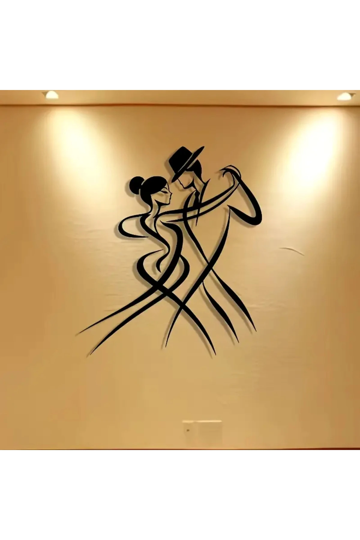 Şık Metal Duvar Sanatı - Klasik Siyah Siluet Dans Çifti