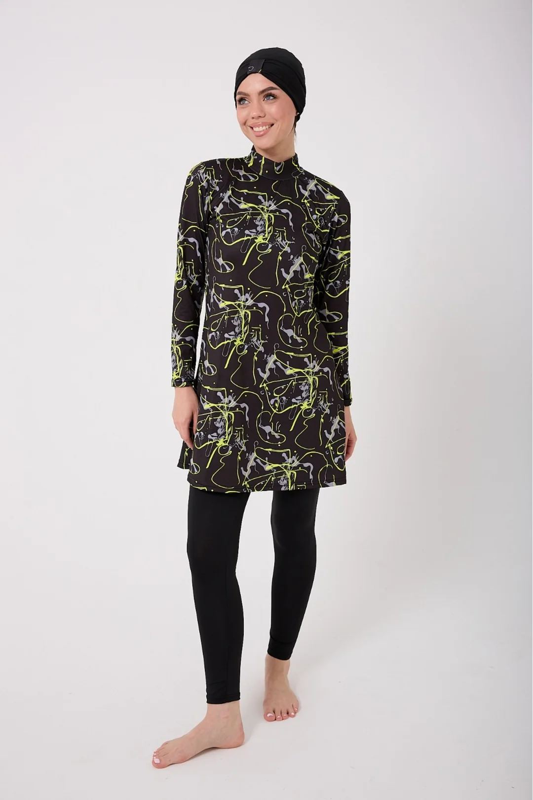 Uzun Kol Spor Tesettür Mayo – 3 Parça Hızlı Kuruyan Set