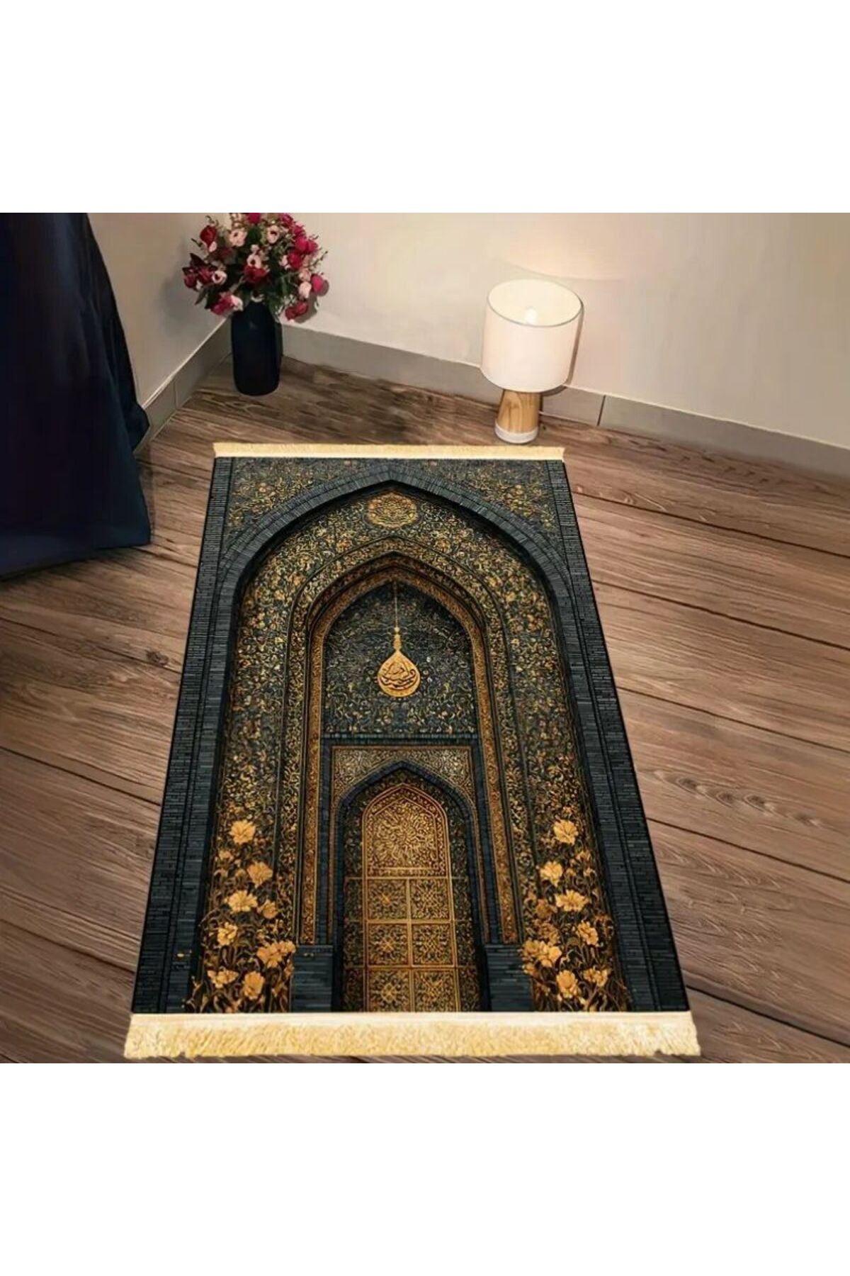 Lüks Kalın Püskül Duvarlık - Kaymaz Katlanabilir İslami Namaz Seccade