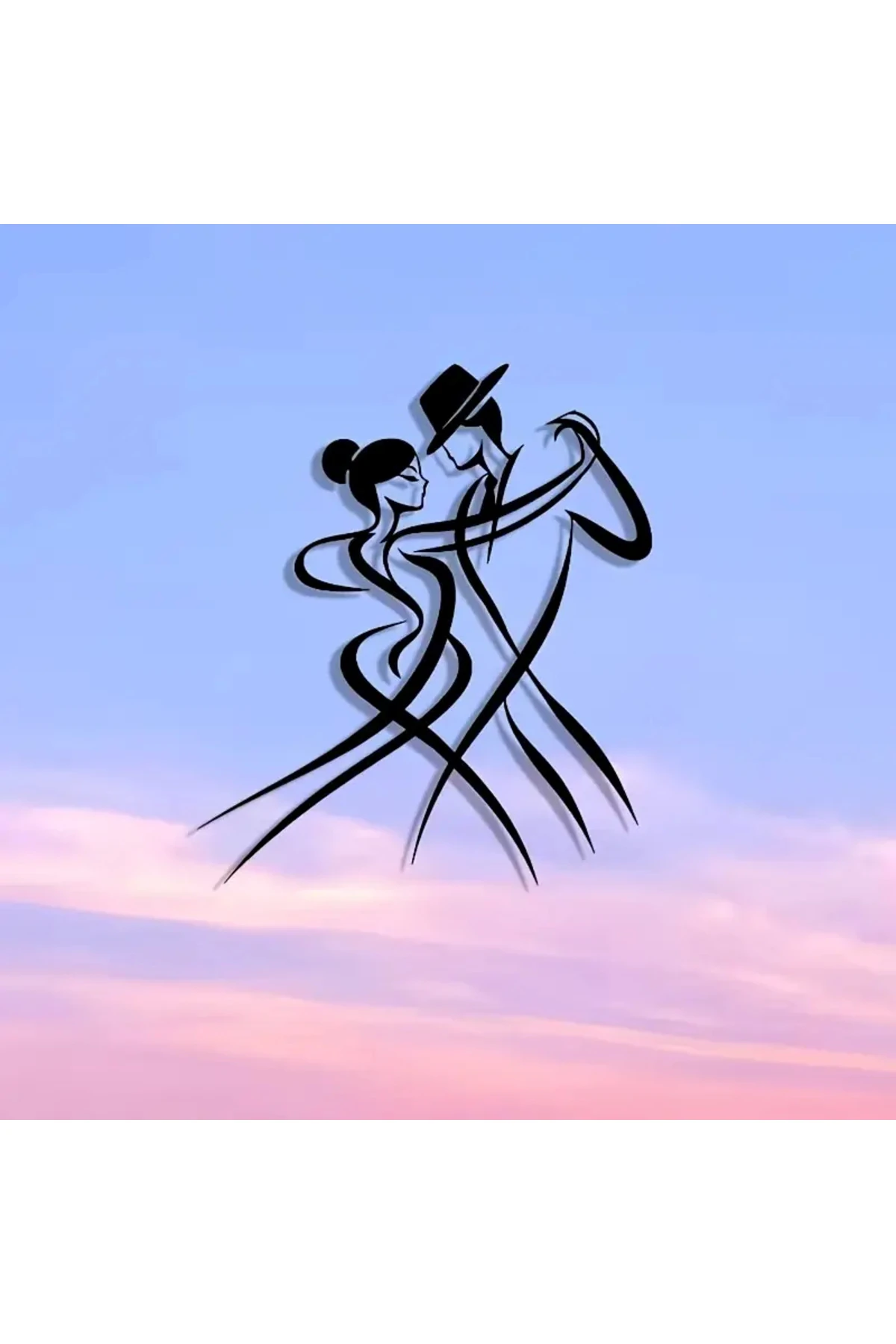 Şık Metal Duvar Sanatı - Klasik Siyah Siluet Dans Çifti