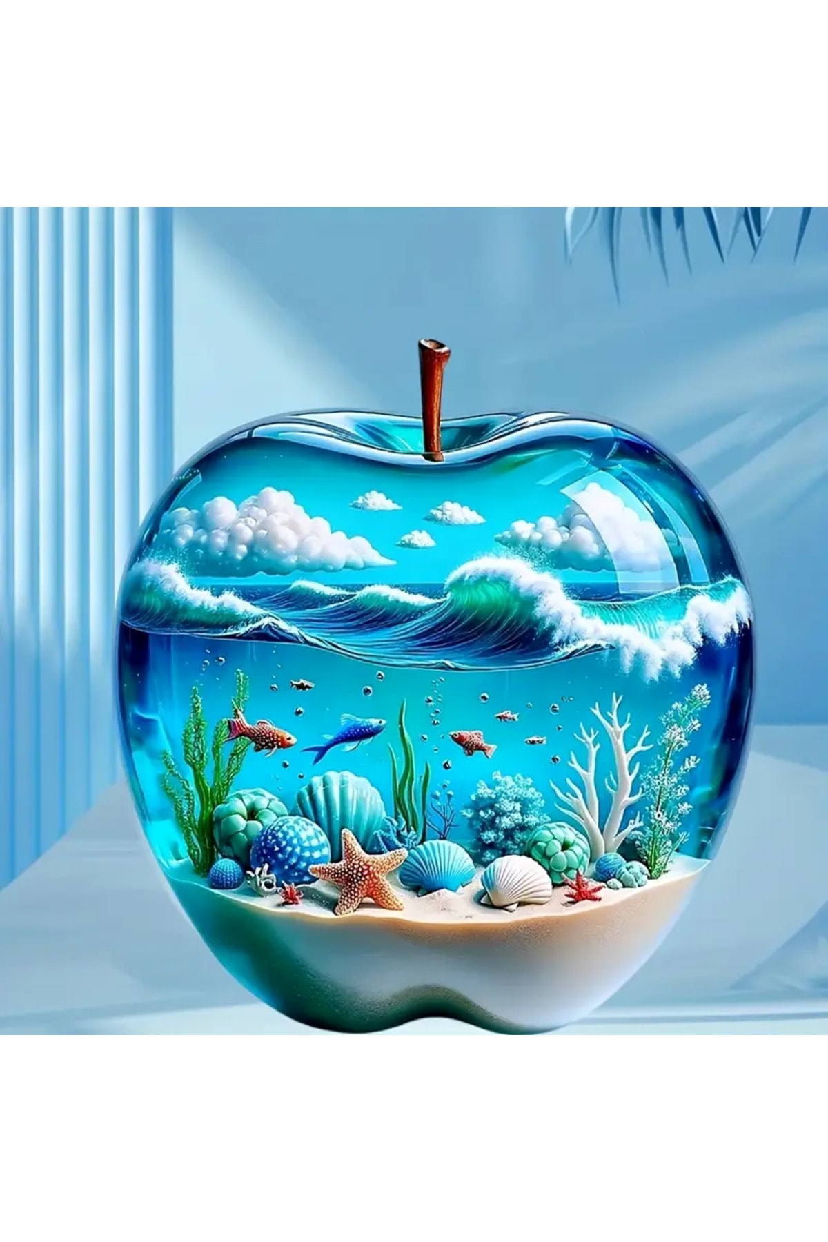 3D Elma Okyanus Duvar Çıkartması
