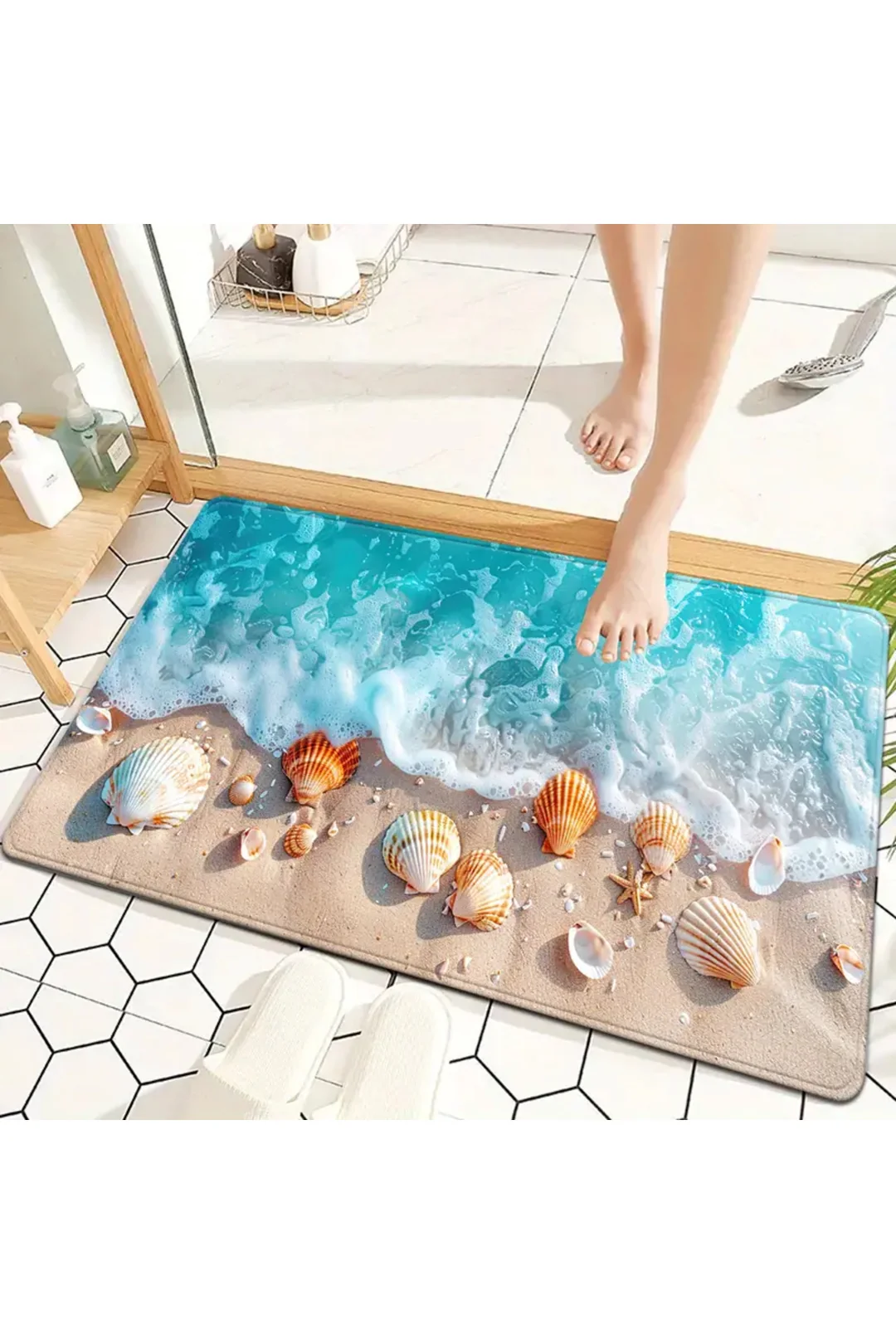 Deniz Temalı Uzun Mat, Dalga, Plaj ve Kabuk Desenleriyle, Mutfak, Banyo Girişi ve Çamaşır Odası