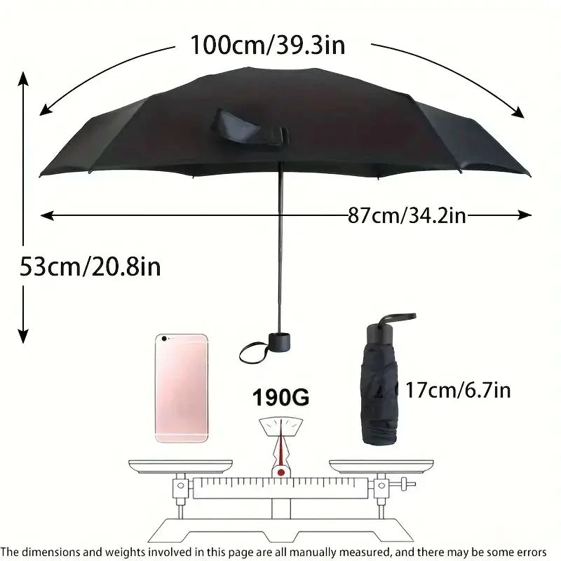 MORESUN Kompakt 6-Rib Mini Katlanabilir Şemsiye