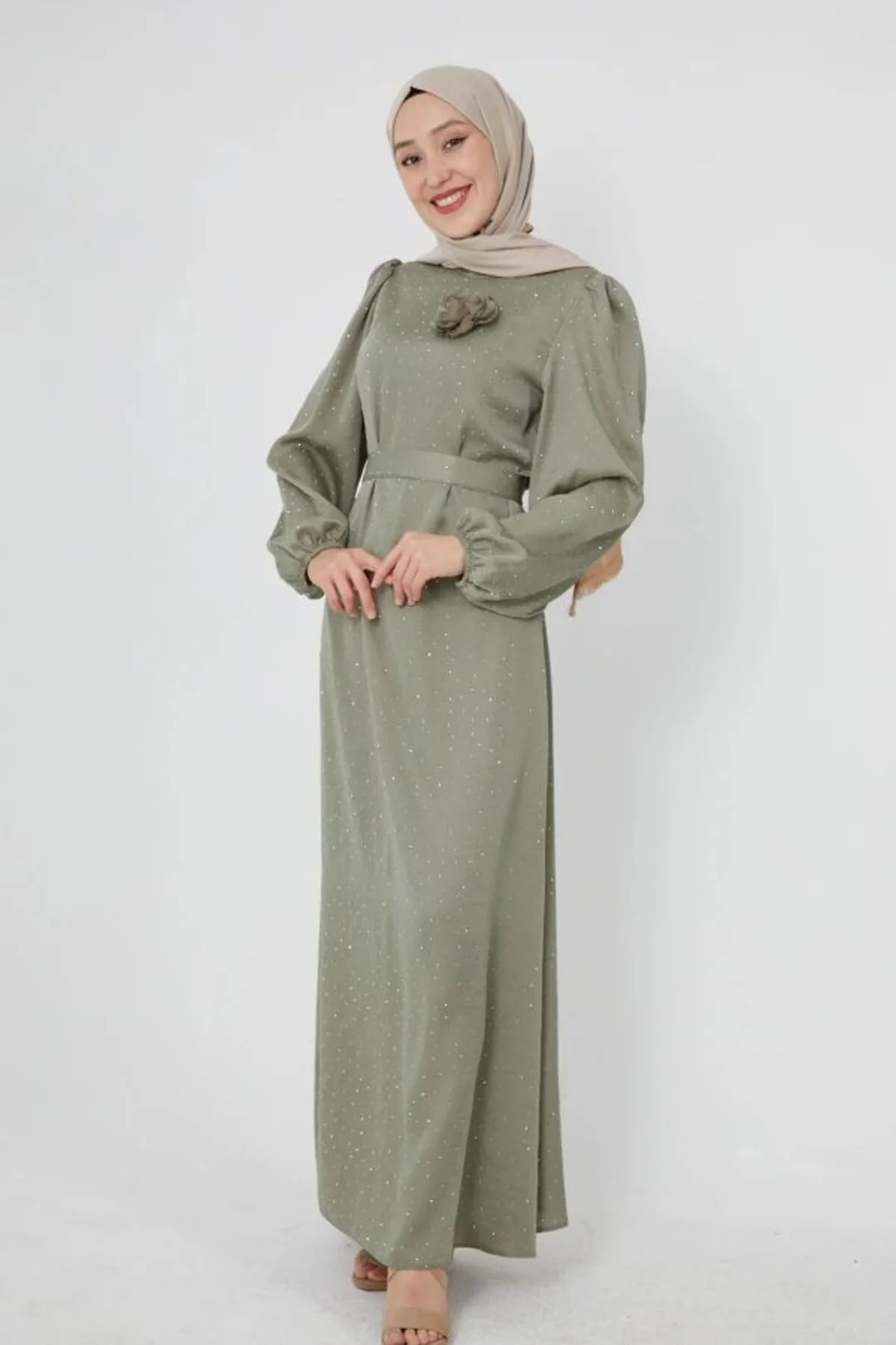 Taş İşlemeli Tesettür Abiye Elbise