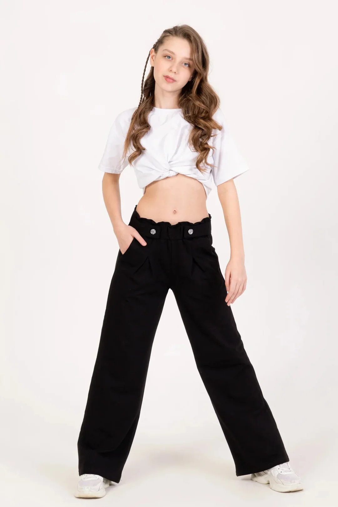 Kız Çocuk Düğme Detaylı Pantolon