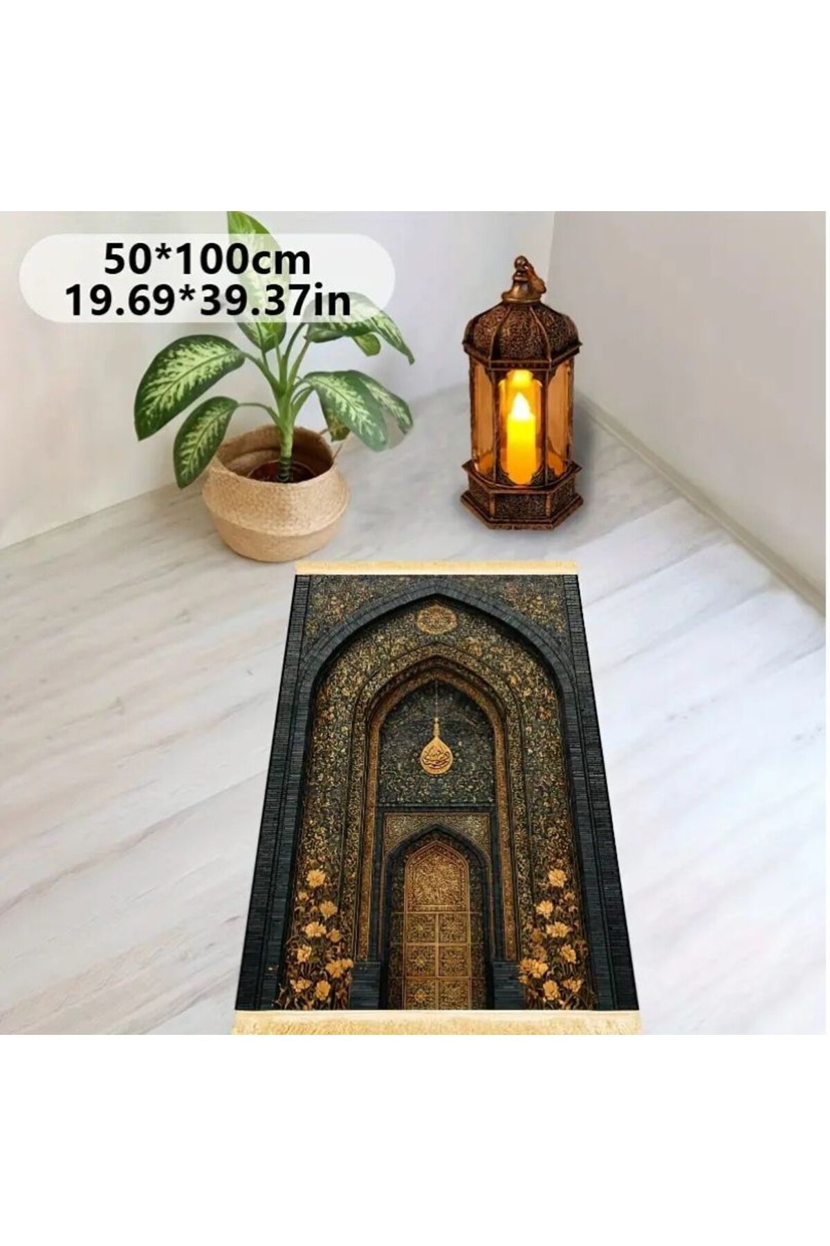 Lüks Kalın Püskül Duvarlık - Kaymaz Katlanabilir İslami Namaz Seccade