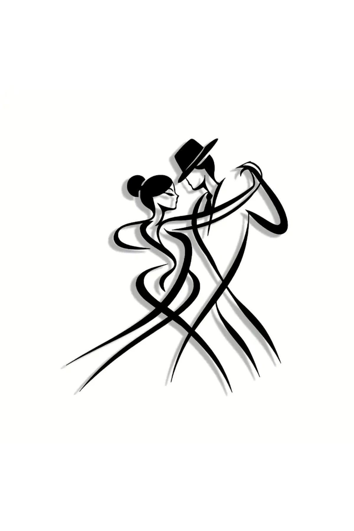 Şık Metal Duvar Sanatı - Klasik Siyah Siluet Dans Çifti